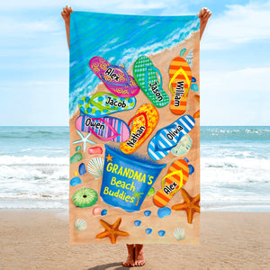 Nana's Beach Buddies Summer Flip Flop Personalized Beach Towel