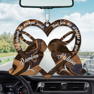 Kissing Couple God Blessed Personalized Car Hanging Ornament
