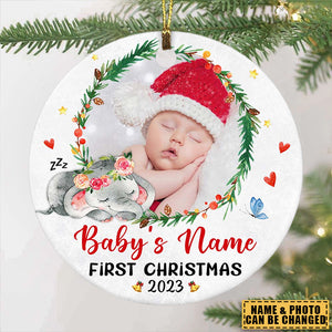 Baby's First Christmas Elephant Circle Ornament, The Best Gift For You