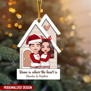 Home Sweet Home Couple Standing Outdoor Personalized Wooden Ornament