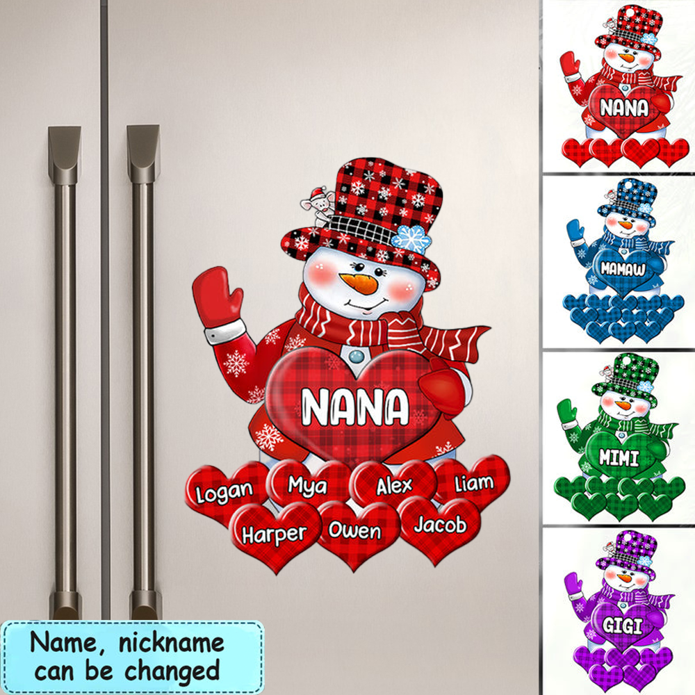 Colorful Christmas Snowman Grandma Mom Little Heart Kids Personalized Decal