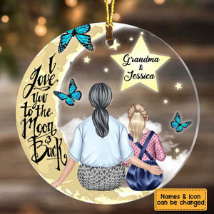 Grandma Love You To The Moon And Back Acrylic Circle Ornament