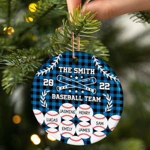 Baseball Team - Christmas Gift For Family - Personalized Custom Circle Ceramic Ornament