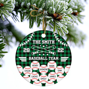 Baseball Team - Christmas Gift For Family - Personalized Custom Circle Ceramic Ornament