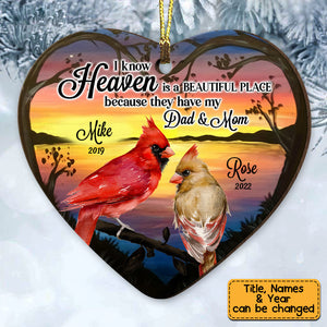 Heaven Is A Beautiful Place Cardinal Memo Heart Ceramics Ornament