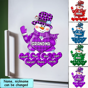 Colorful Christmas Snowman Grandma Mom Little Heart Kids Personalized Decal