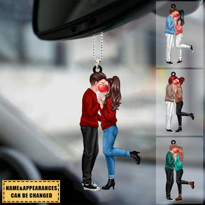 Couple Hugging And Kissing - Personalized Ornament