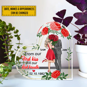 Couple Kissing - Personalized Heart-Shaped Acrylic Plaque