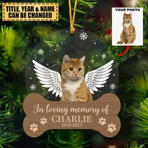 Forever In My Heart - Personalized Christmas photo Upload Gift Custom Memorial acrylic Ornament for loss pet, dog and cats lost Sympathy gifts
