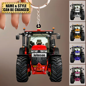 Personalized Tractor Acrylic Keychain