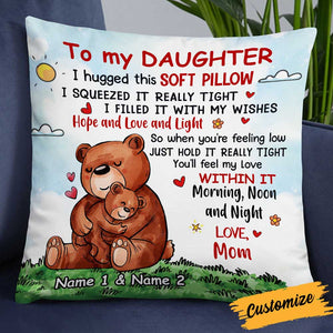 Personalized Bear Mom Grandma To Daughter Granddaughter Son Grandson Hug This Pillowcase