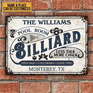 Personalized Billiard Pool Room Custom Classic Metal Signs