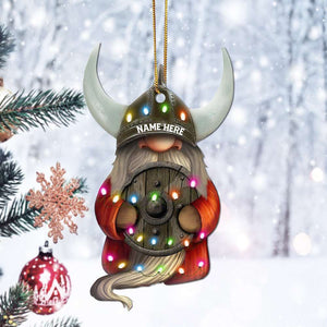 Viking DWARF Couple With Printed Christmas Light - Personalized Christmas Ornament - Gift For Couples