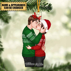 Christmas Romantic Couple Kissing Gift For Him For Her Personalized Acrylic Ornament