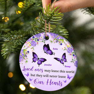 They Will Never Leave Our Hearts - Memorial Gift - Personalized Custom Circle Ceramic Ornament