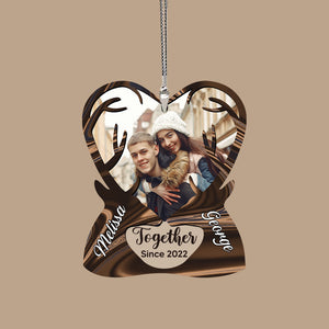 Deer Couple - Personalized Acrylic Car Ornament - Best Gift For Couple