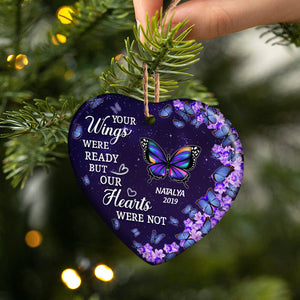 Butterfly The Heaven Sent Kisses Of Angels - Family Memorial Gift - Personalized Custom Heart Ceramic Ornament