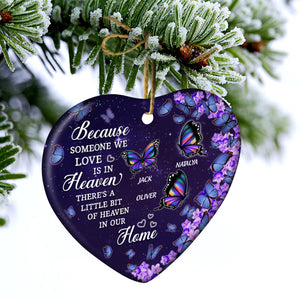 Butterfly The Heaven Sent Kisses Of Angels - Family Memorial Gift - Personalized Custom Heart Ceramic Ornament