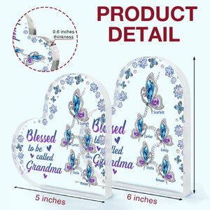 Personalized Heart Shaped Acrylic Plaque - Blessed To Be Called Grandma