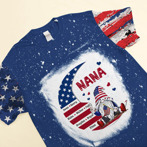 Personalized American Flag Grandma Nana Mom Dwarf On Moon 3D T-shirt