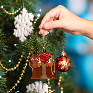 Personalized Cowboy Costume Cowboy Vest Hat Rope Bandana Acrylic Ornament