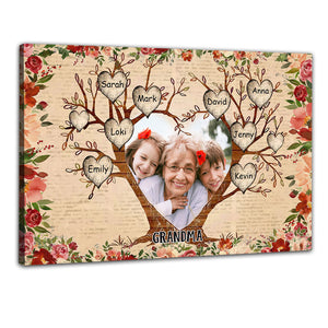 Best Grandma Heart Tree - Personalized Photo Poster - Gift For Grandma