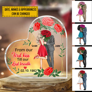 Couple Kissing - Personalized Heart-Shaped Acrylic Plaque