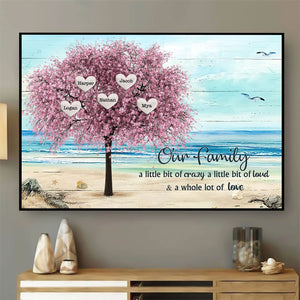 Family Tree Sweet Heart Members Backview Landscape, Together We Make A Family Personalized Horizontal Poster