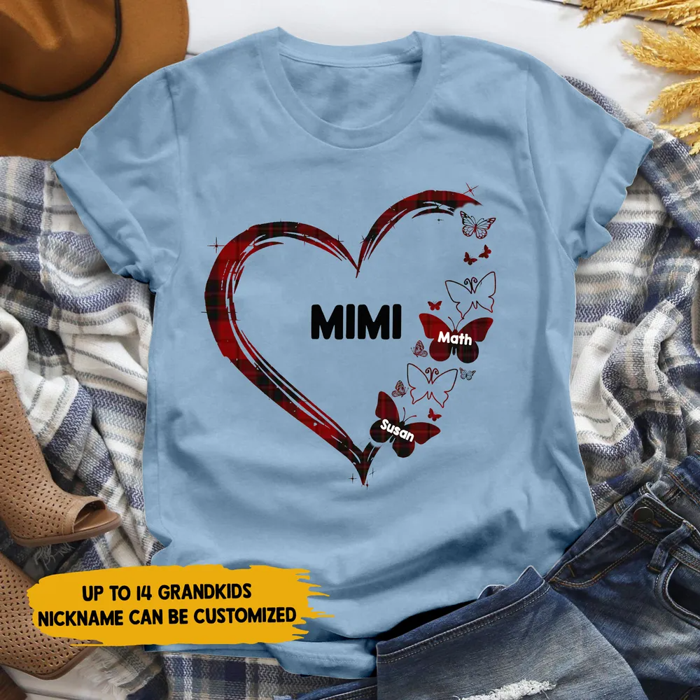 Personalized T-Shirt - Gift For Grandma - Leopard Checkered Floral Butterfly Patterns