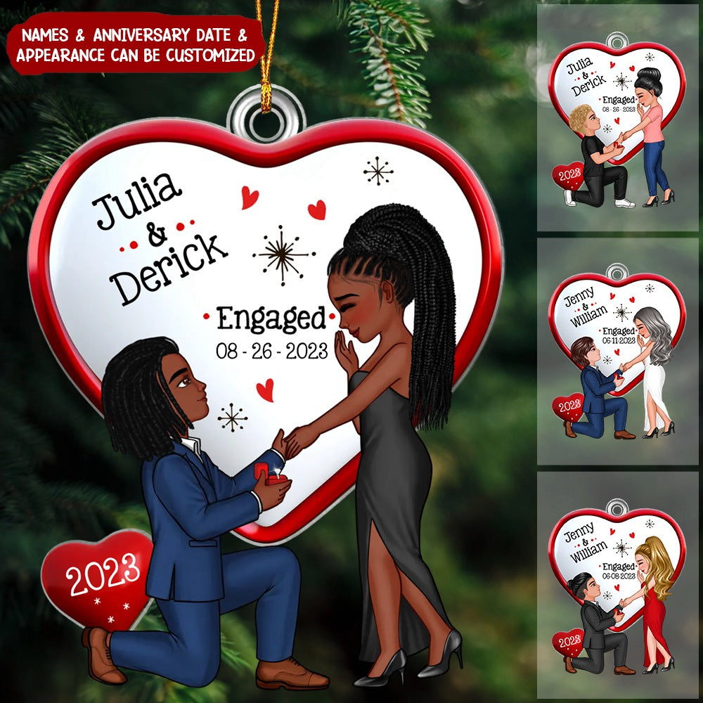 Christmas Keepsake Proposal Memory Engagement Couple Personalized Acrylic Ornament
