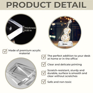 Personalized Violin Music 3D Crystal Effect Acrylic Plaque, Gift For Musician