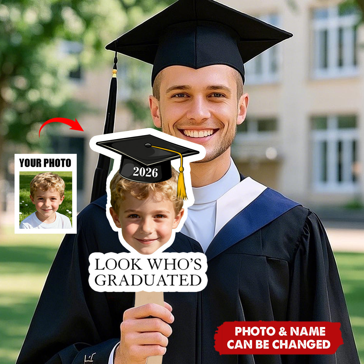 Custom Vintage Childhood Photo Graduation Gift - Personalized Graduation Fan