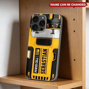 Power Cell Drill Case, Personalized Clear Phone Case, Gift For Dad