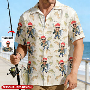 Fishing Man - Personalized Photo Hawaiian Shirt - Father's Day Gift
