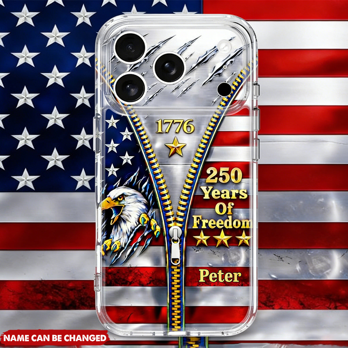 Years Of Freedom Personalized Clear Phone Case, Gift For Patriots