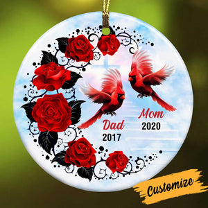 Memo Cardinal Mom Dad Grandma Grandpa Cardinal Christmas Circle Ornament