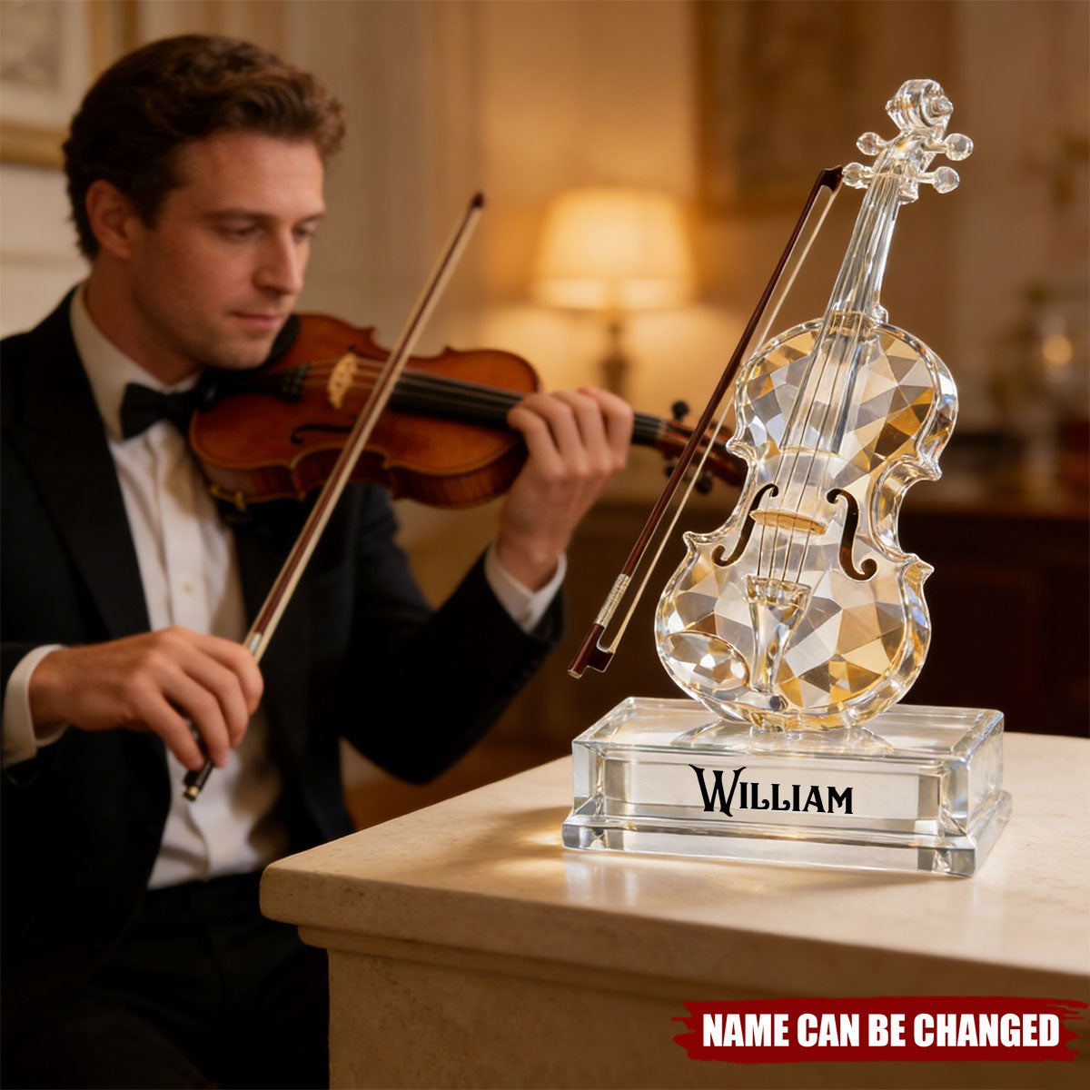 Personalized Violin Music 3D Crystal Effect Acrylic Plaque, Gift For Musician