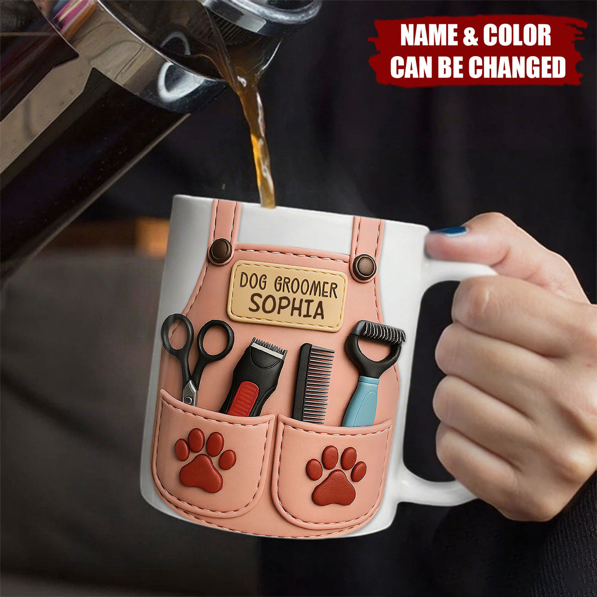Celebrate Your Favorite Dog Groomer Scissors And Paw Prints Personalized Mug