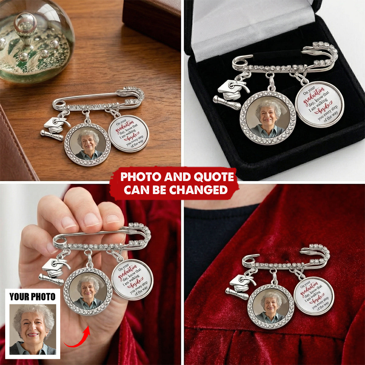 This Achievement Is For You Above - Personalized Lapel Pin With Photo Charms