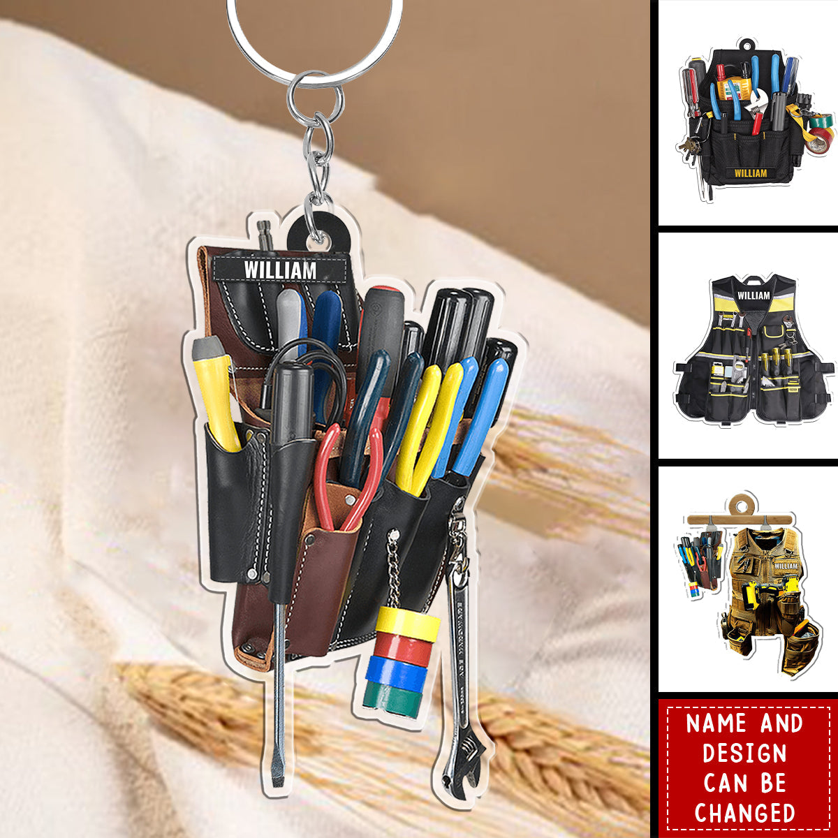 Electrician Tool Bag - Personalized Keychain