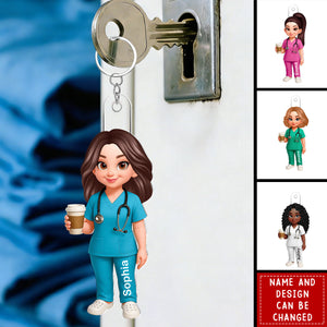 Proud Nurse Mom - Personalized Acrylic Keychain, Gift For Mom, Grandma