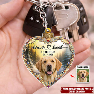 Custom Photo Forever Loved Memorial Dog Cat Family - Personalized Acrylic Keychain