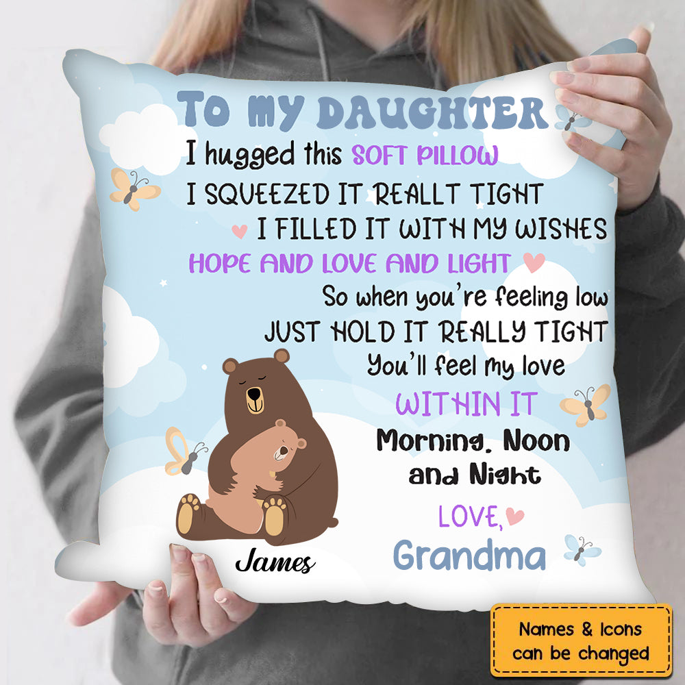 Bear Family - To My Grandson I Hugged This Soft Pillow - Personalized Pillow