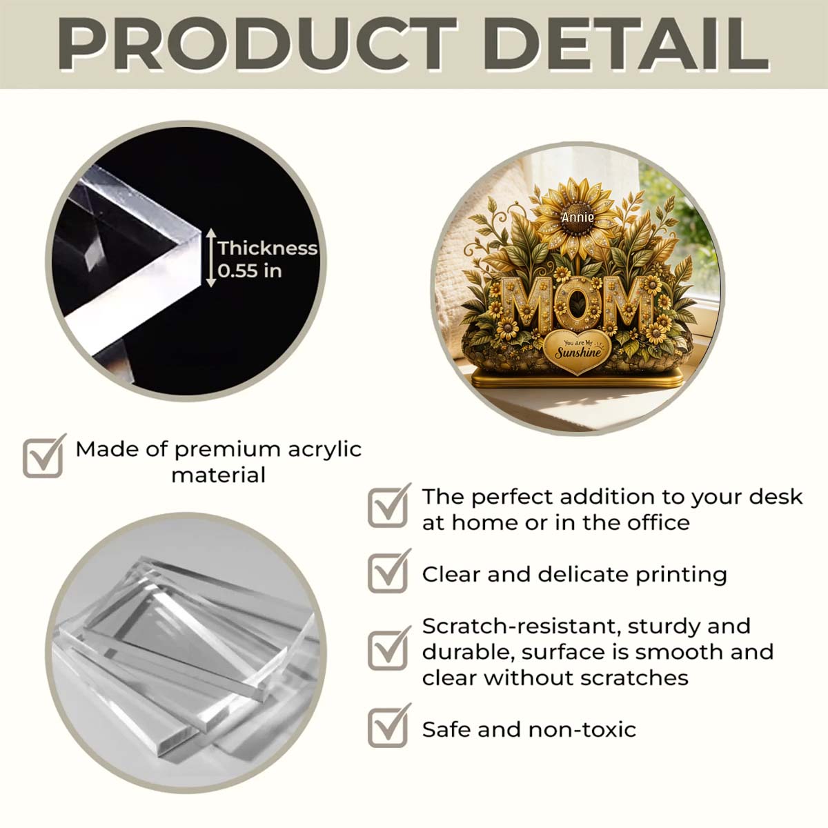 You Are Our Sunshine Acrylic Plaque - Personalized Gifts For Mother's Day