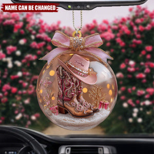 Cowgirl Boots - Personalized Cowgirl Car Ornament