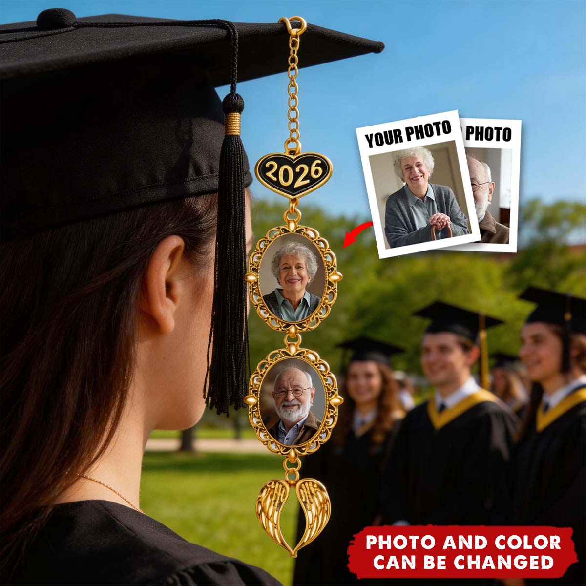 Forever in My Heart - Personalized Graduation Tassel Photo Charm