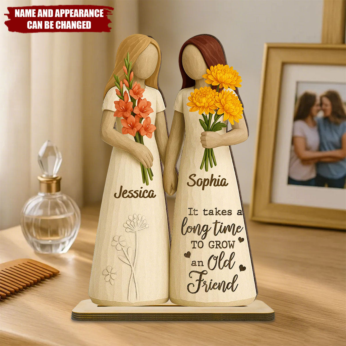 If Friends Were Flowers - Personalized Standing Wooden Plaque