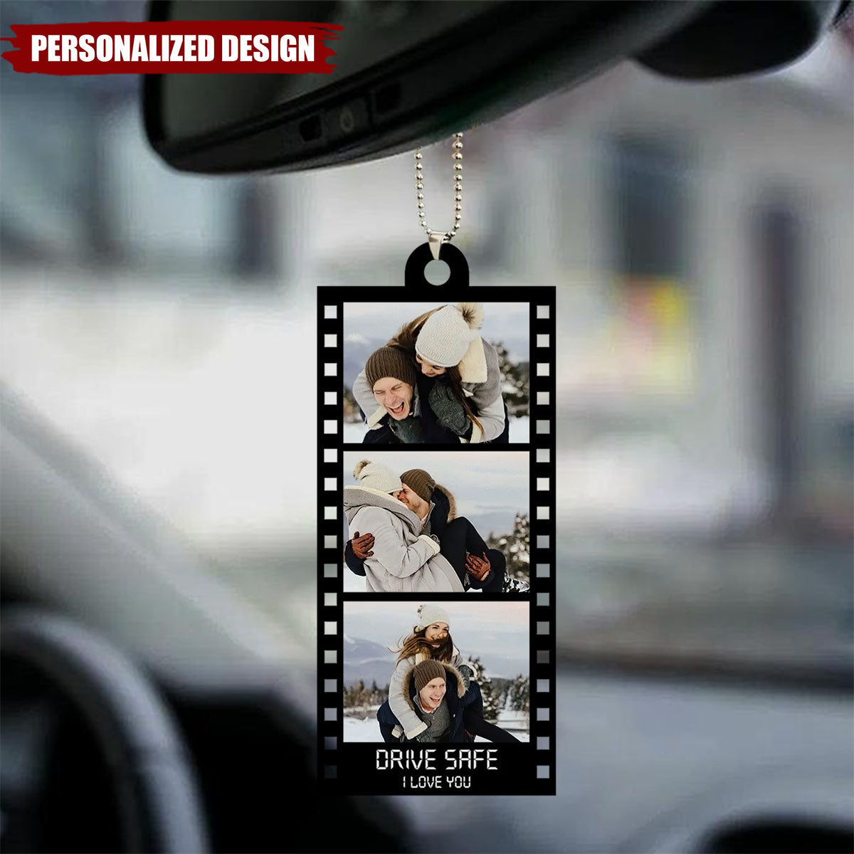 Personalized Photo Film Strip Car Ornament - Gift For Him, Gift For Her