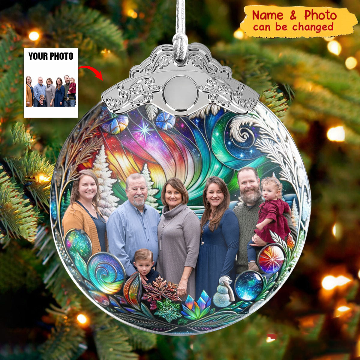 Custom Photo Christmas Globe Ball - Personalized Photo Ornament