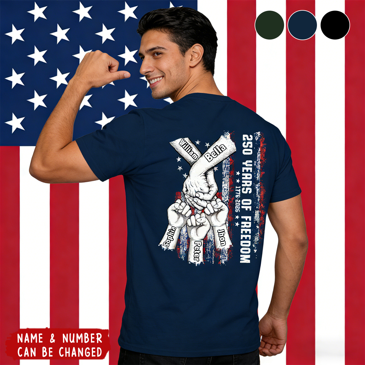 Stars & Stripes Family 250 Years Of Freedom - Personalized T Shirt